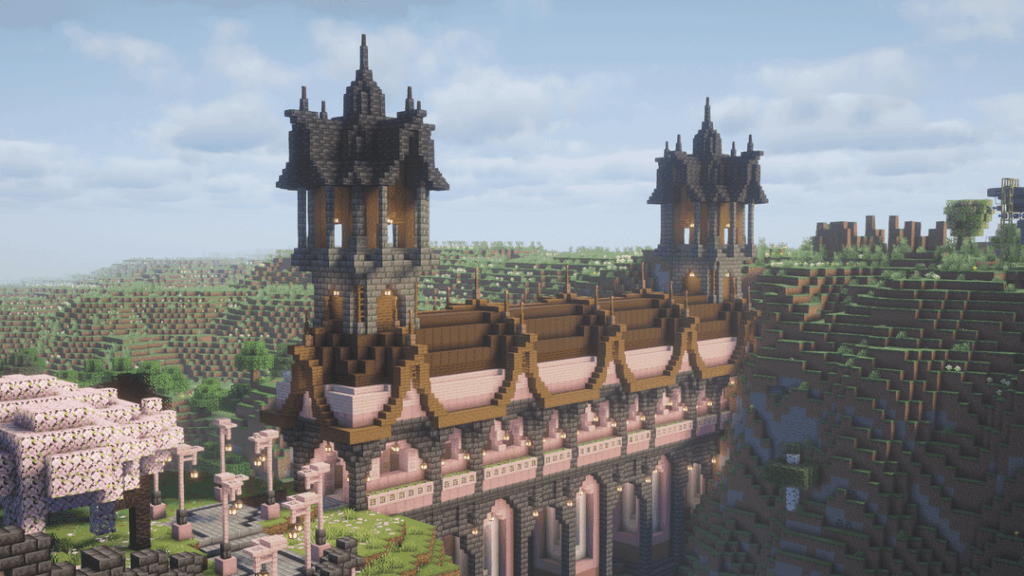 拠点に桜をテーマにした橋を建てました