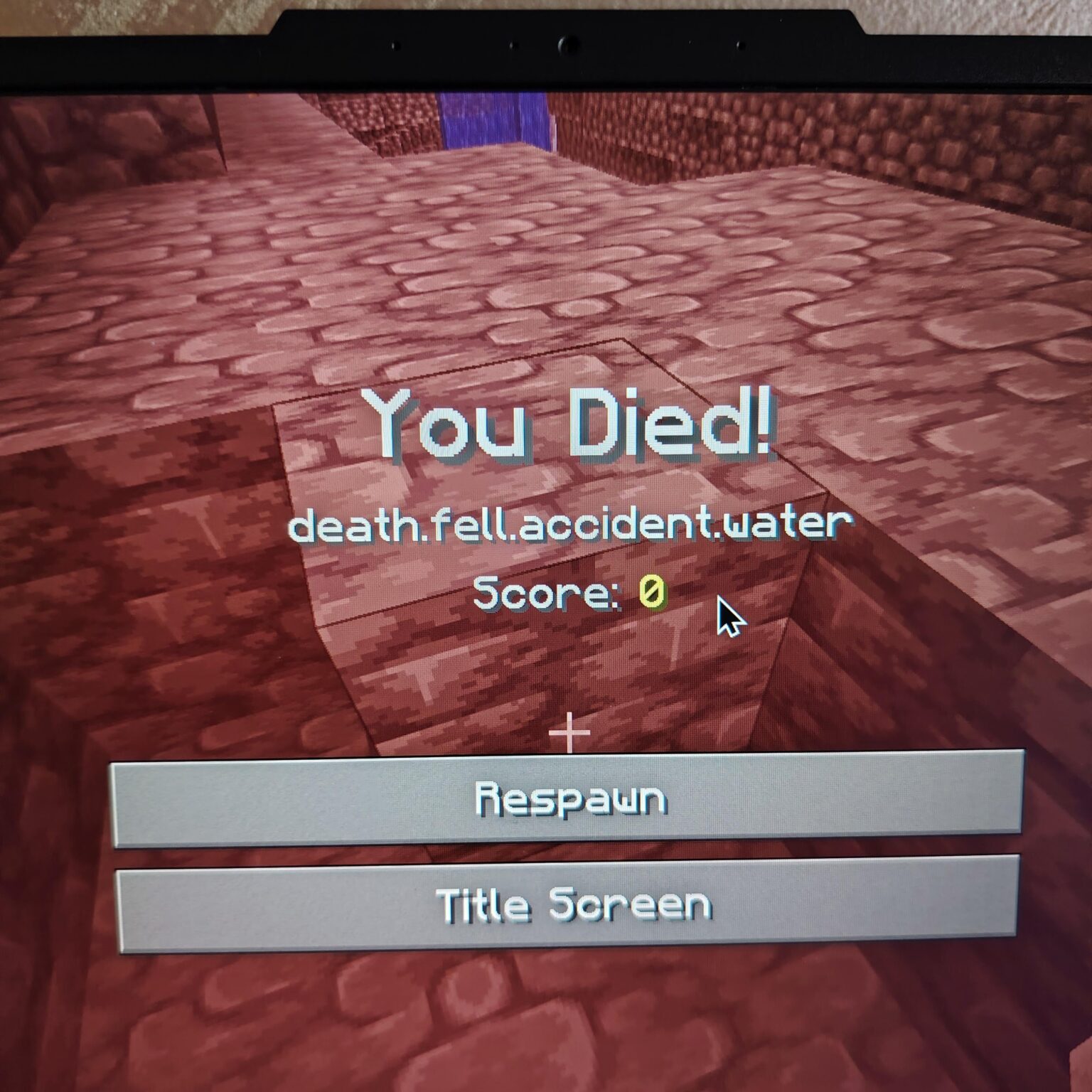 採掘中に誤ってdeath.fell.accident.waterを入手しました