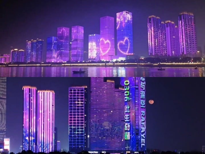 長沙でラファエルさんの誕生日を祝うライトショー