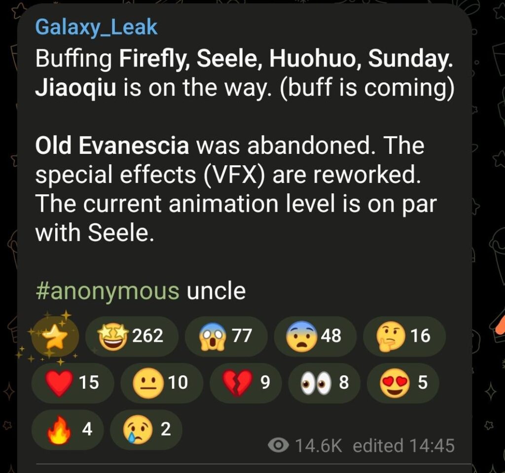 HSR キャラクターのバフ (編集) Galaxy リーク/匿名のおじさん経由