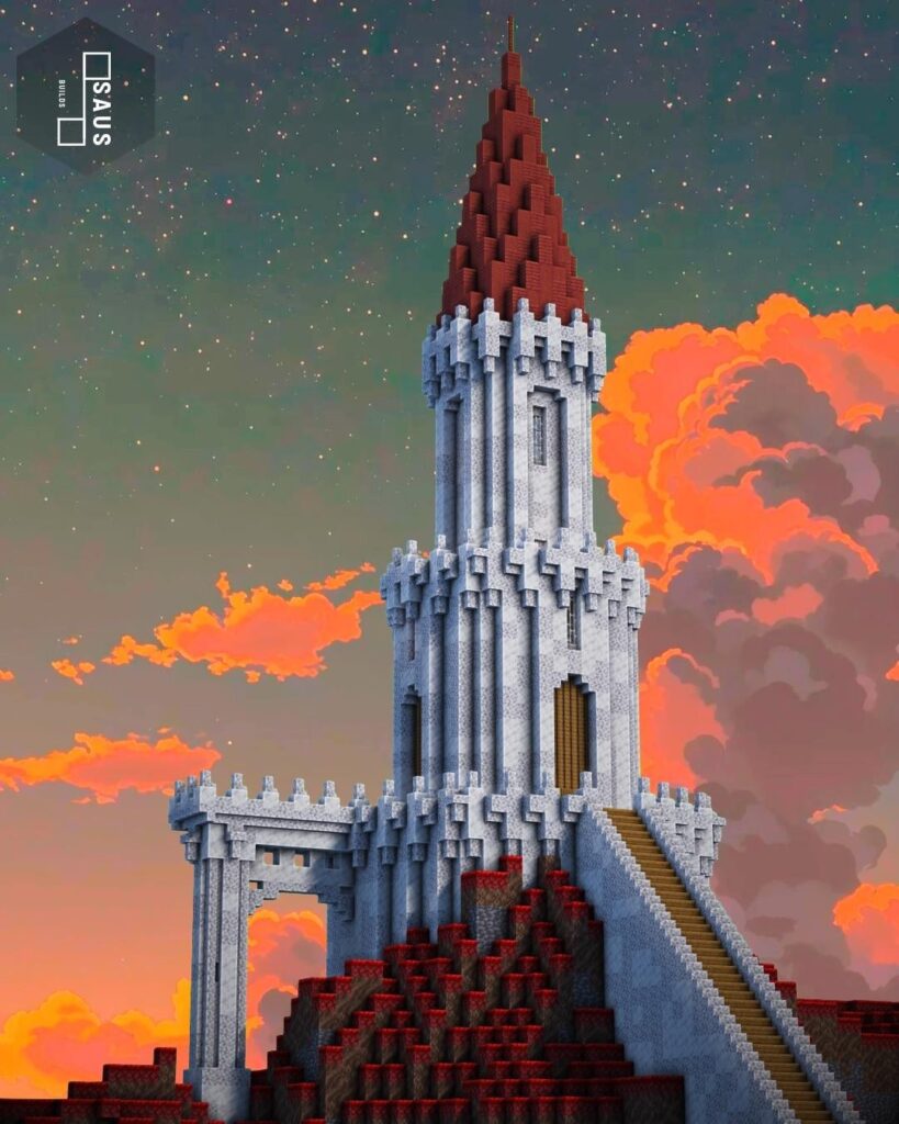 マングローブの尖塔を持つ方解石と閃緑岩のお城を作りました