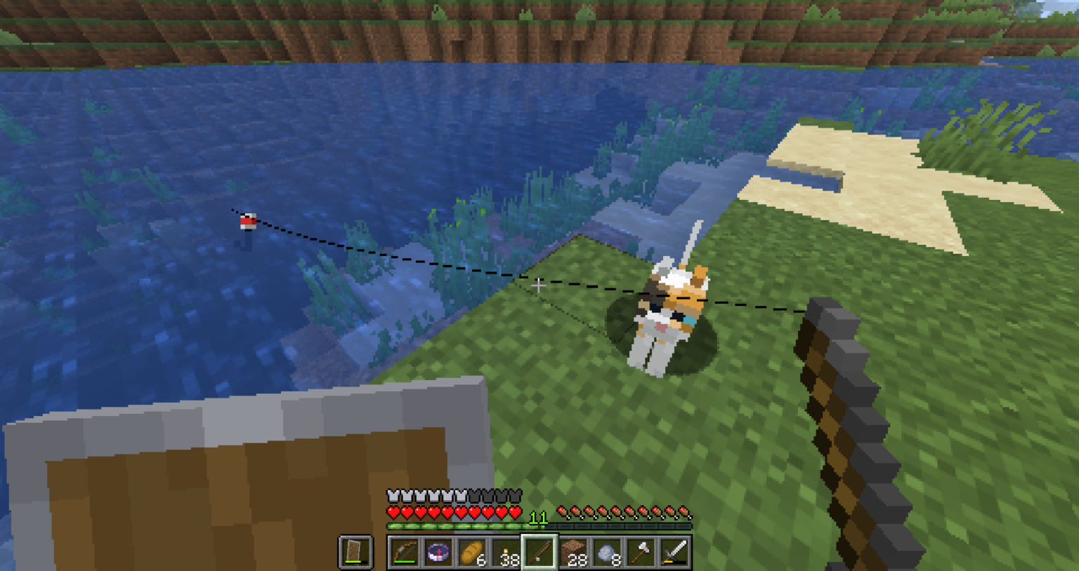 猫と一緒に釣り