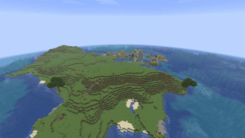 神レベルのサバイバル シード: 吹きさらしのサバンナ スポーン + 島の村 + マングローブ/ジャングルの三日月島