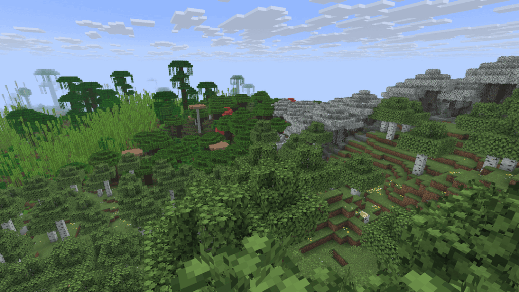 スポーン付近には木の種類が豊富！