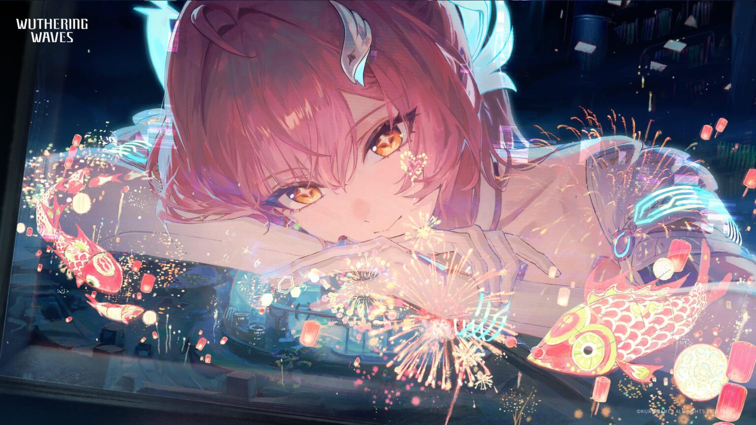 花火はその儚い優しい火花で夜を照らし、星空の下にあるすべてのものに震える輝きを注ぎます。