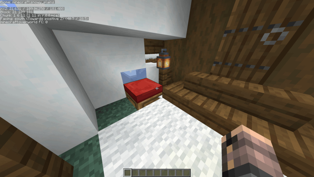 スポーン1.21.11の隣にハーフベッドが見つかりました