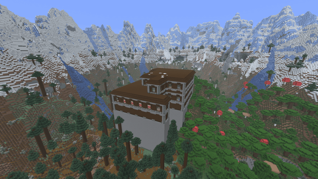 凍った山頂の広がりにある中心にある邸宅 [4238478941907045752 @ (208, -1136)]