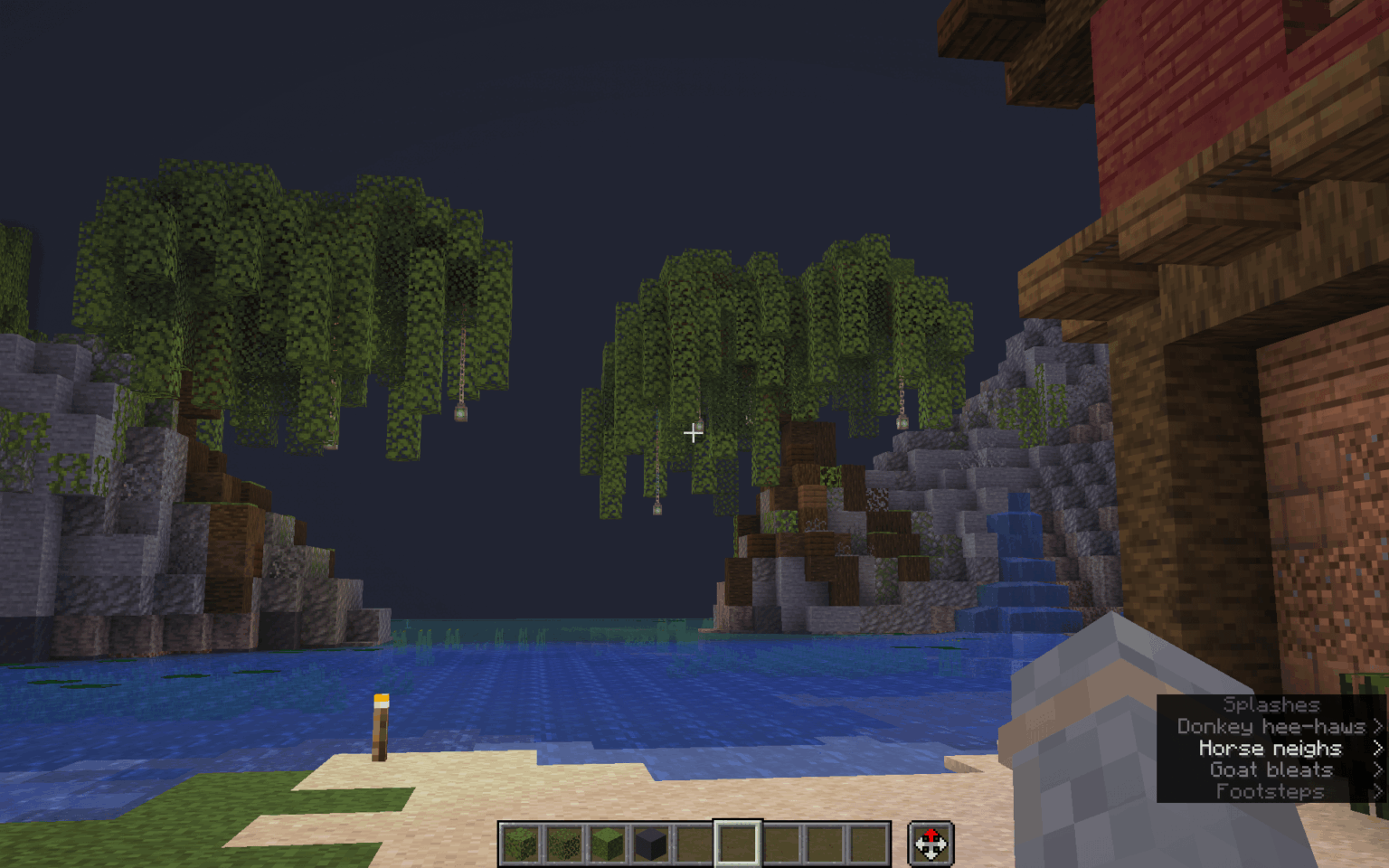 将来のドルイド教にインスピレーションを得た沼地の村への入り口として、上に柳の生えた岩をいくつか作成しました