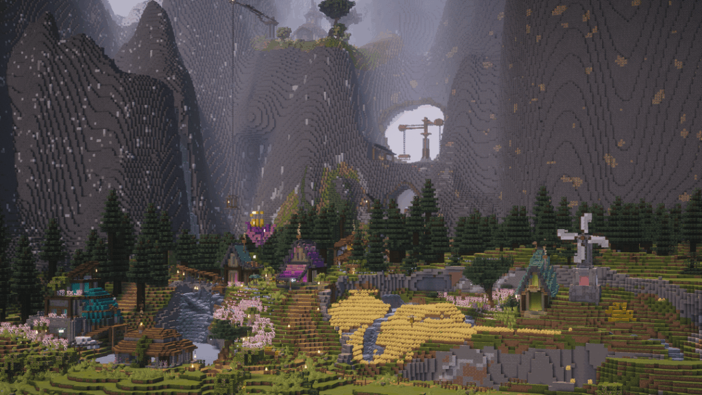 マインクラフトの山村