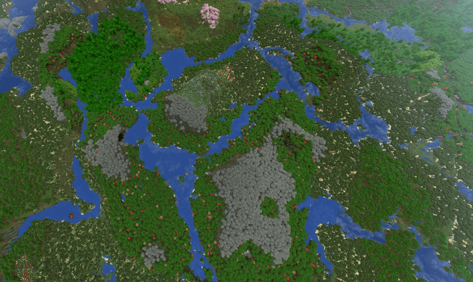 スポーンから約 1000 ブロック離れた場所で、8 つの異なる淡い庭園バイオームが互いに隣接しているのを見つけました 2519931973590232504