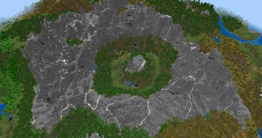 石峰に囲まれた石峰塚と平原の村