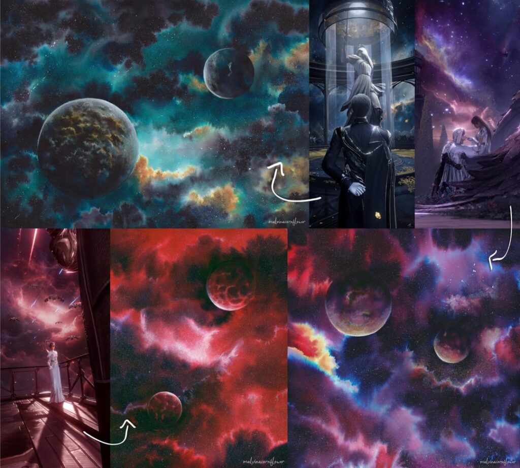 エロスの玉座の焚き付けの背景の一部をインクで再現しようとした私の試み