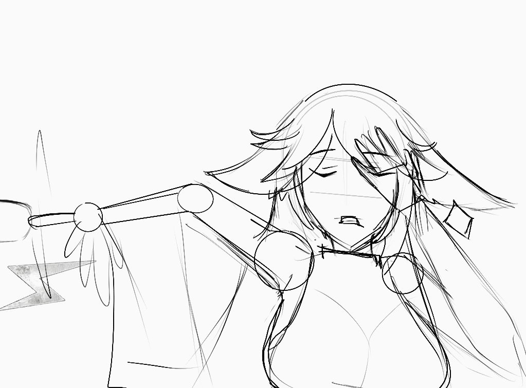 たたきを使う八重巫女（アニメーション制作：私）