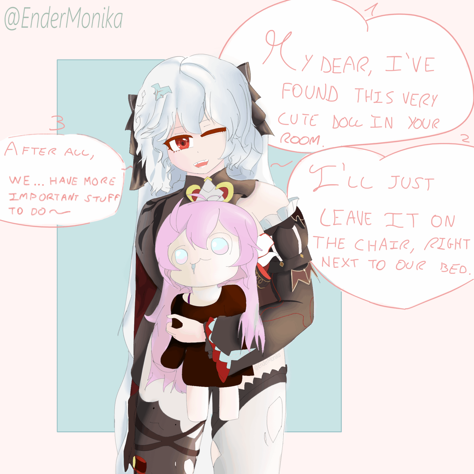 ルナは（ちびどき）人形を見つけました。