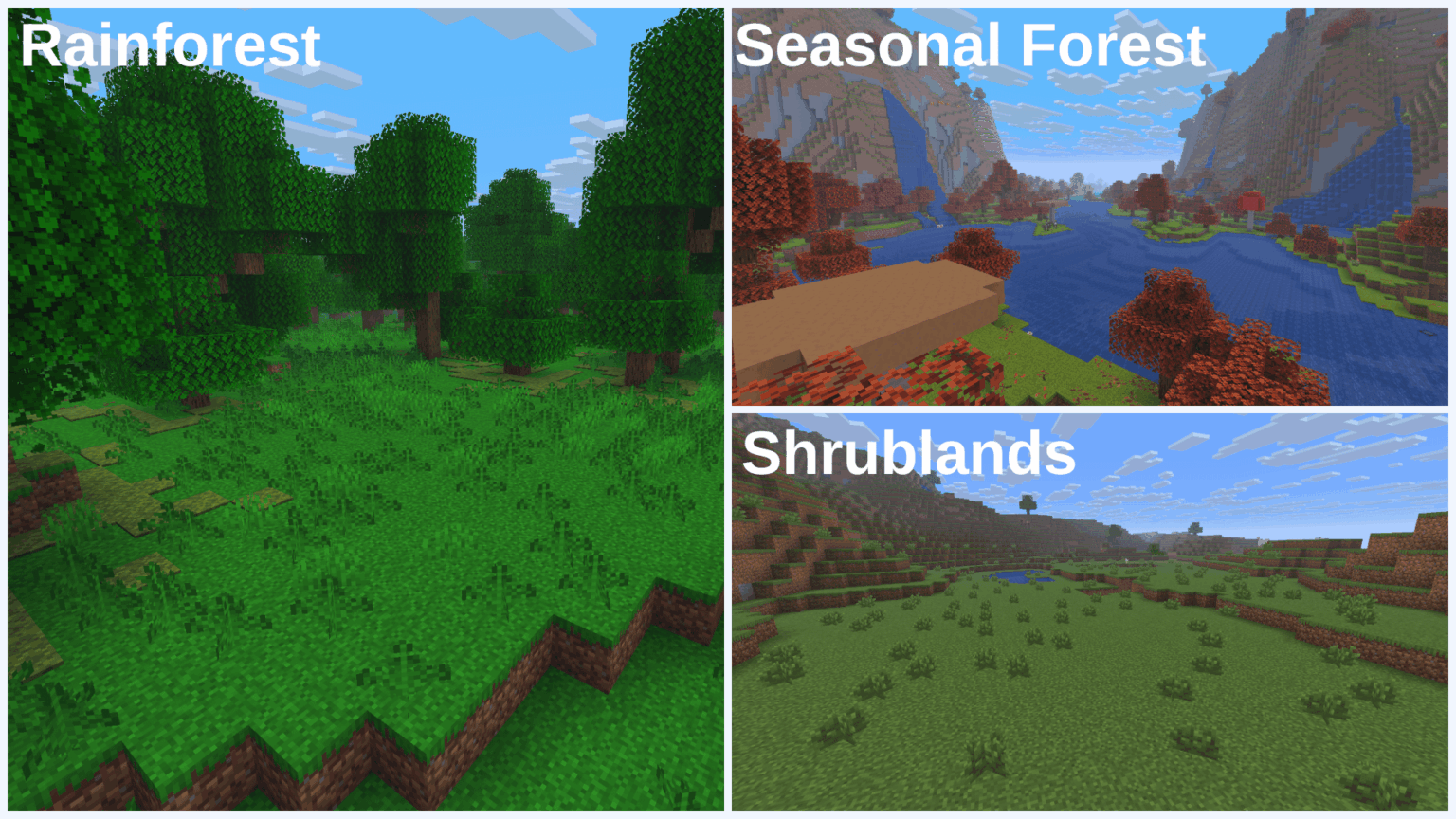 削除されたバイオームの一部を近代化しました