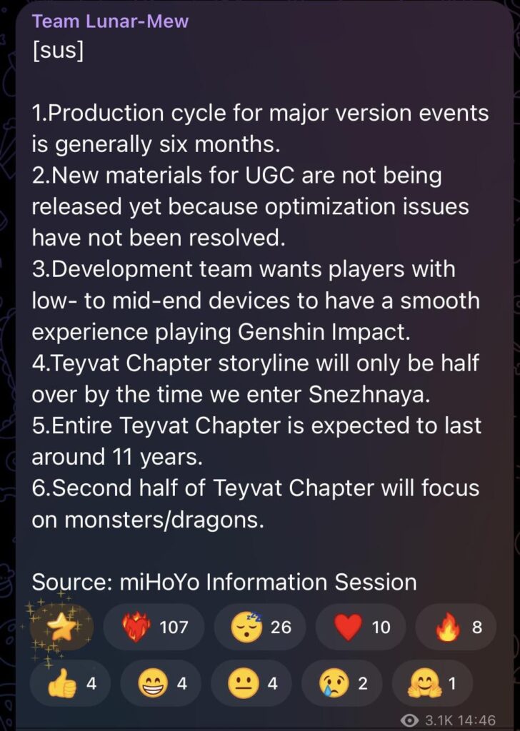 Team Mewによる原神とその未来に関する情報