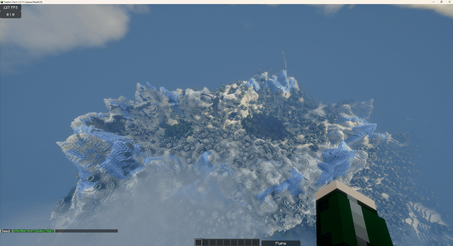 クレイジーシード、本当に小さなオークの森で、氷の山に囲まれ、その横に淡いオークの森があり、同じく氷の山に囲まれています。ナルニア国の世界を再現するのに最適です