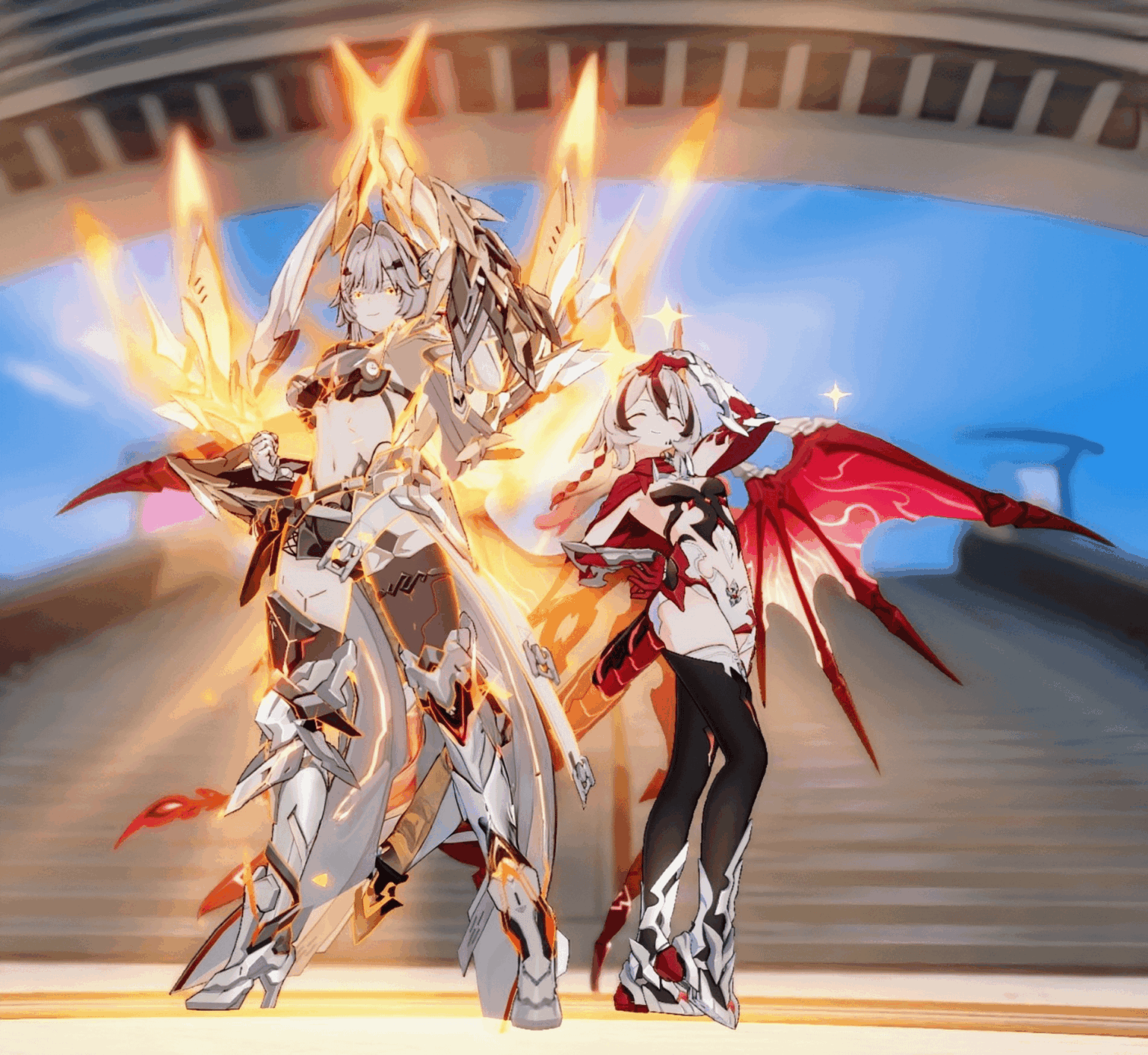 ヘリアとコラリーのヒーロー入場ポーズはぼやけたスクリーンショットではありません?!?😭