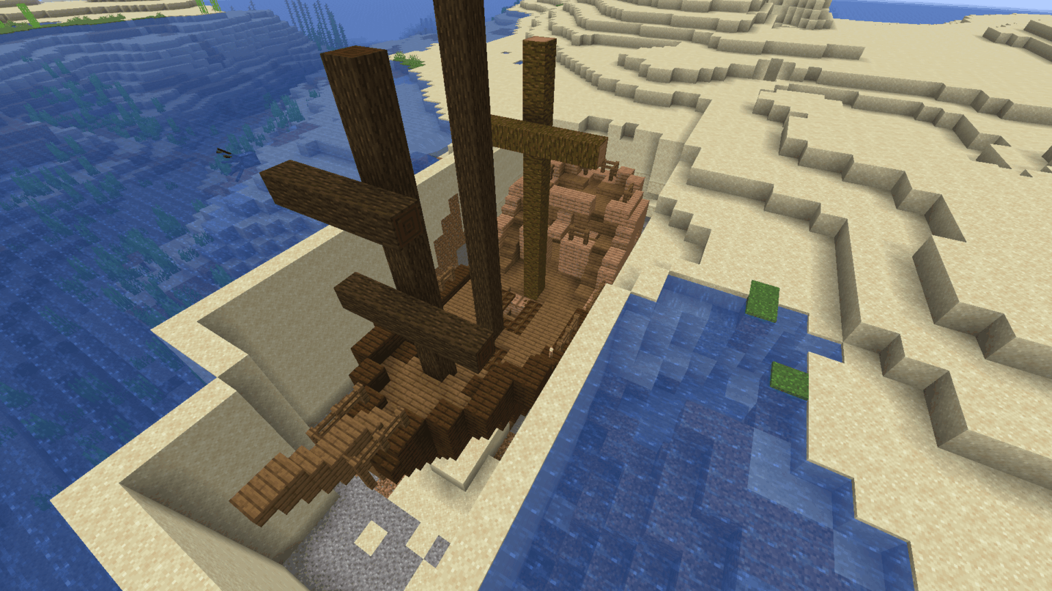 スポーン時に2つの難破船が融合しているのを発見しました！