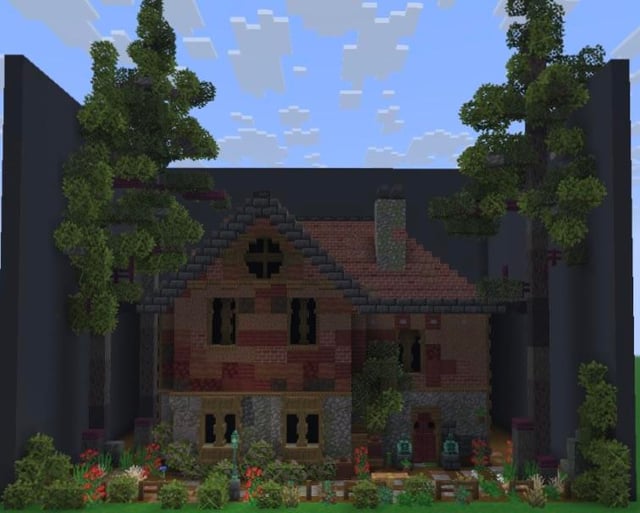 マインクラフトの山の家