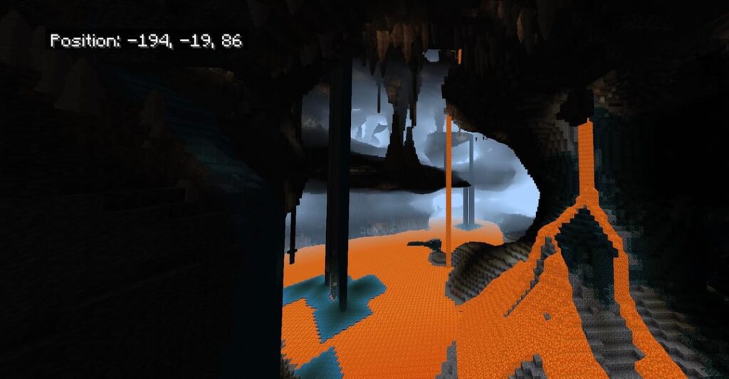 スポーン時の巨大な洞窟、古代都市、大規模な平原バイオーム