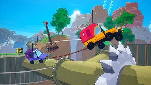 画像ギャラリー No.005のサムネイル画像 / ロープでつながれた車を操作して山頂を目指す。4人協力ドライビングゲーム「Dangerous Mountain Together」，Steamで配信開始