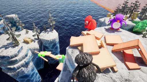 画像ギャラリー No.002のサムネイル画像 / 最大8人協力の橋づくりゲーム「LINK penguins」，Steamでリリース。さまざまなものを橋にして，ペンギンたちが宝島を目指す