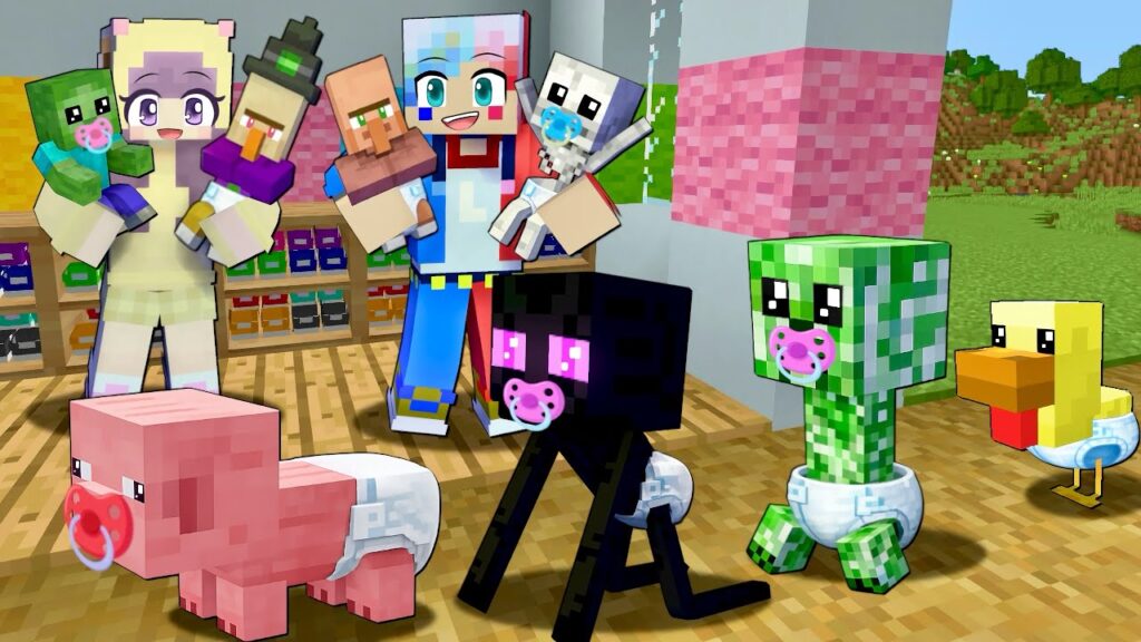 モブの赤ちゃん保育園でお世話をしてみた結果…⁉️🍼【マイクラ マインクラフト】ぽっぴんず