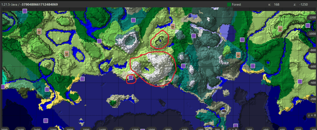 雪を頂いた渓谷と平原の渓谷が隣接しており、拠点を構築するのに最適です。完全に廃墟となったポータルには黒曜石が 1 つありません (フリントとスチールが入ったチェストで入手可能)。丘陵地帯にある素敵な洞窟。洞窟の近くにある平原の村。スポーンから約 1,000 ブロックのすべて。シード: -3790480661712484069