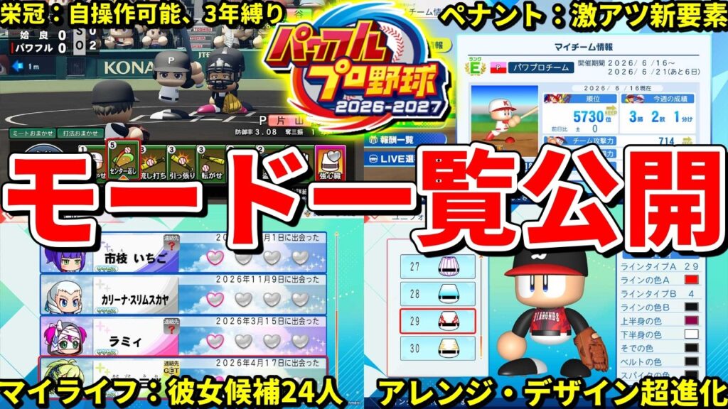 【神ゲーか?】4月15日最新情報！新要素盛りだくさんのモード一覧紹介がやばすぎた【パワプロ2026】