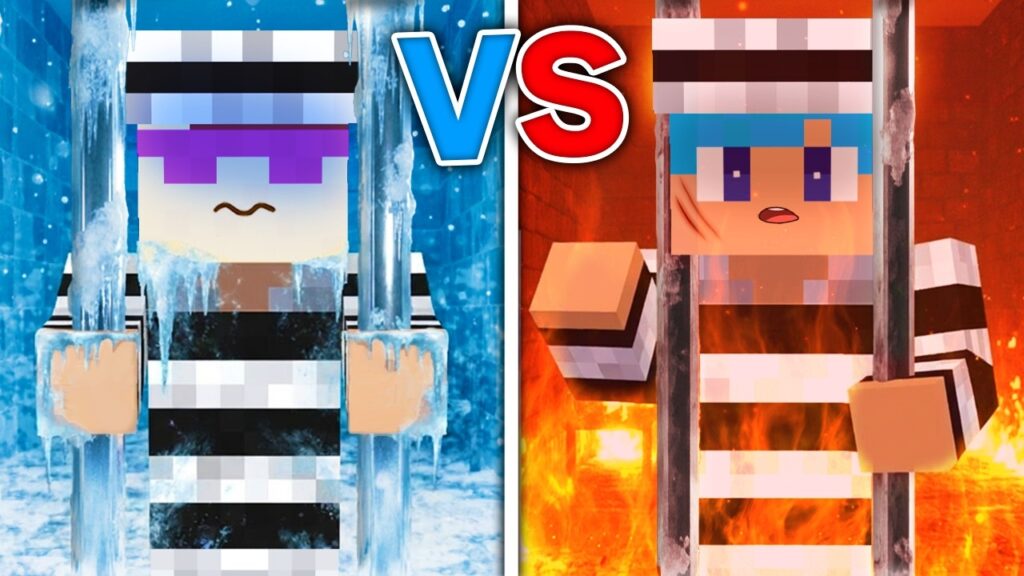 炎 vs 氷 刑務所作り対決！【まいくら / マインクラフト】
