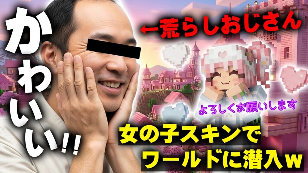 【マイクラ】荒らしキモおじのワールドに女の子のアカウントで潜入して建築を全て爆破したったｗｗｗｗｗ【マインクラフト】【Minecraft】