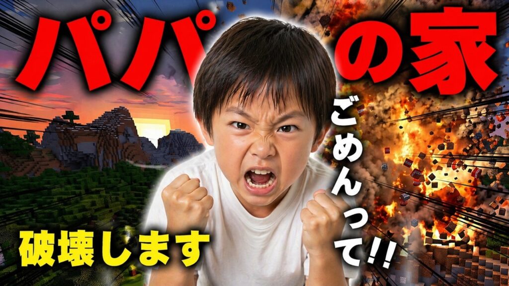【マイクラ】『パパと頑張って作った家』をウザかったからチートで荒らした結果、大変すぎる事態にｗｗｗｗｗｗｗ【マインクラフト】【Minecraft】