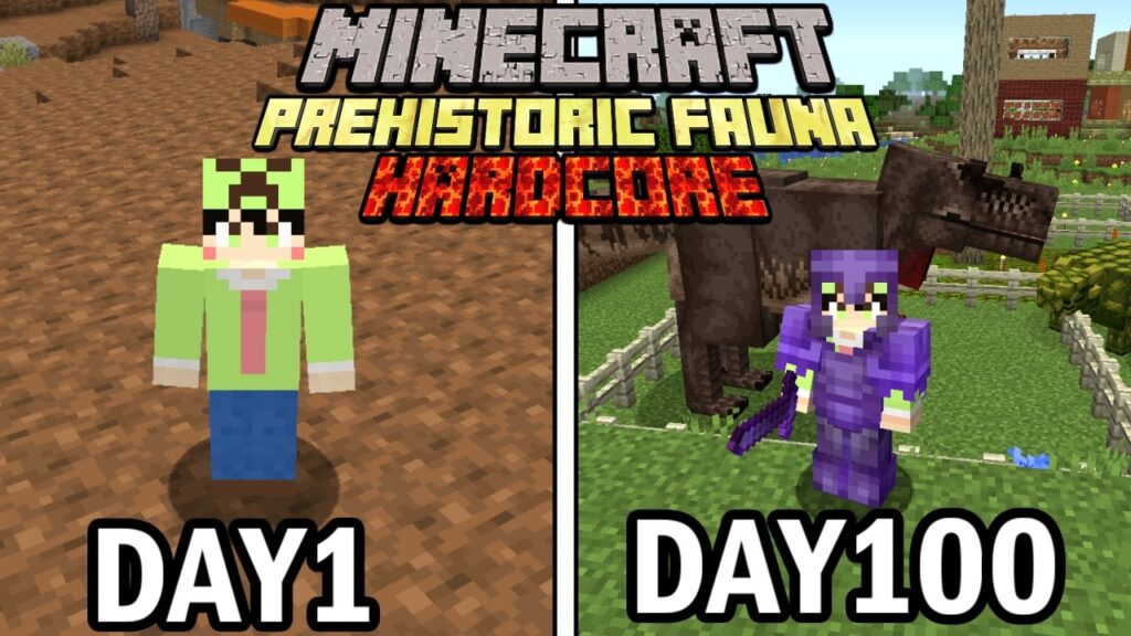 【マインクラフト】恐竜の世界で100日間ハードコア生活をしたら楽しすぎてヤバかった【100days】【Minecraft】