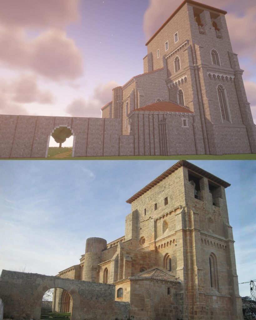 ビジャモロン教会、ブルゴス (スペイン) Minecraft VS Reality