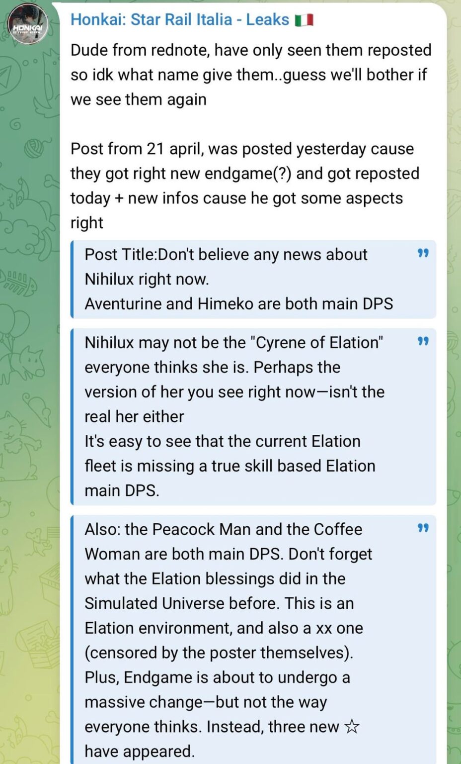 将来のキャラクターキットの詳細は、Uncle Anonymous の Rednote (Italia 経由) より