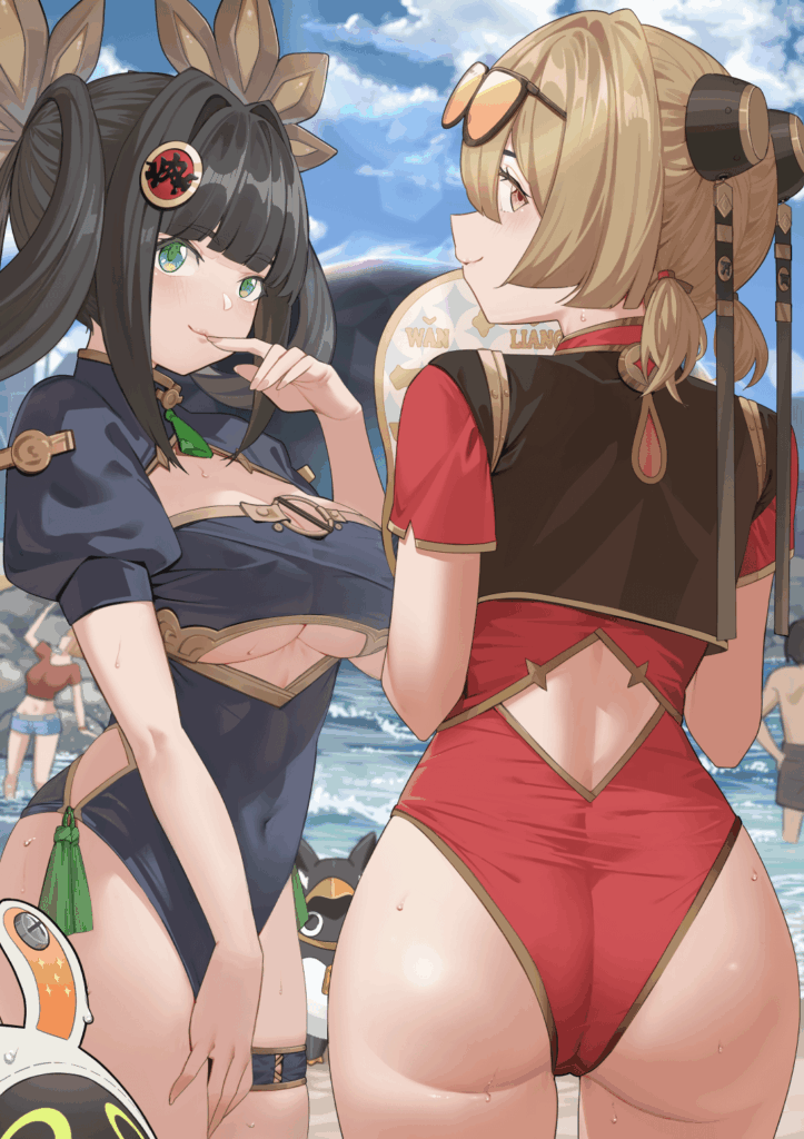 水着姿のブレイズとスウィーティー（by nonh）