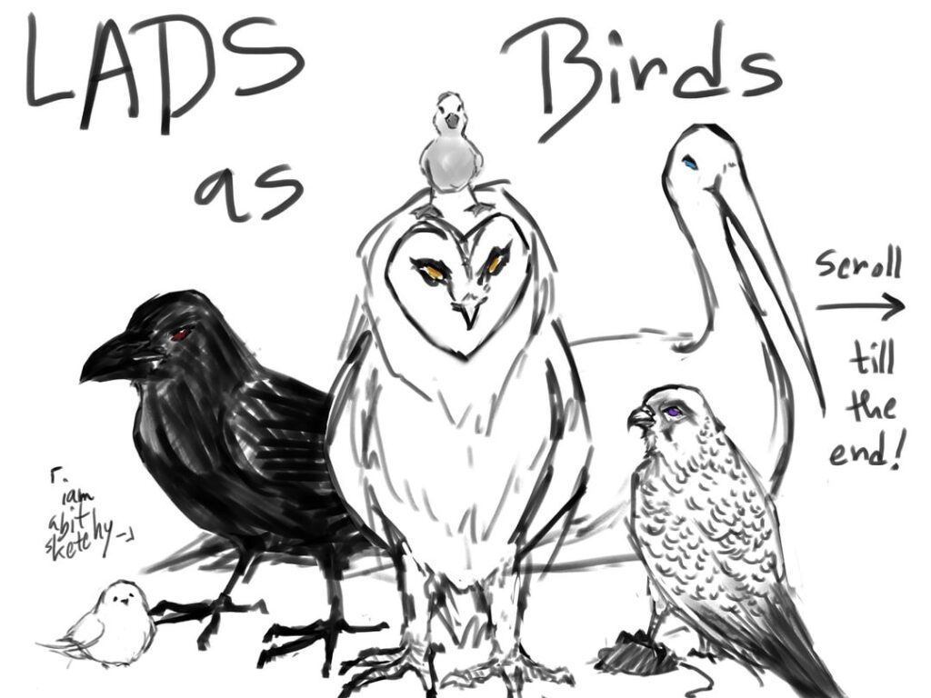 鳥のような若者たち？ (私のアート)