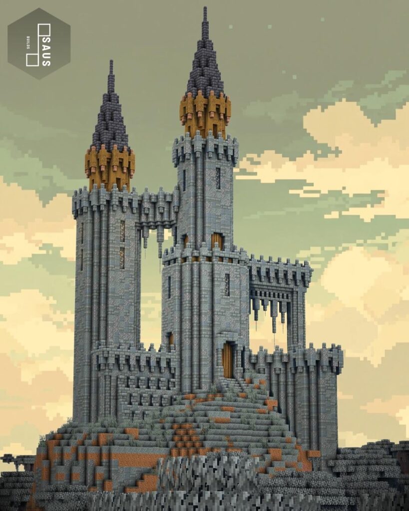 淡いオークの森に不気味なお城を作ってみた