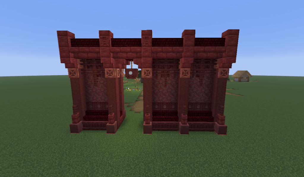 カラーパレットに合わせて辰砂とブロックを使って壁のデザインを作成しました。