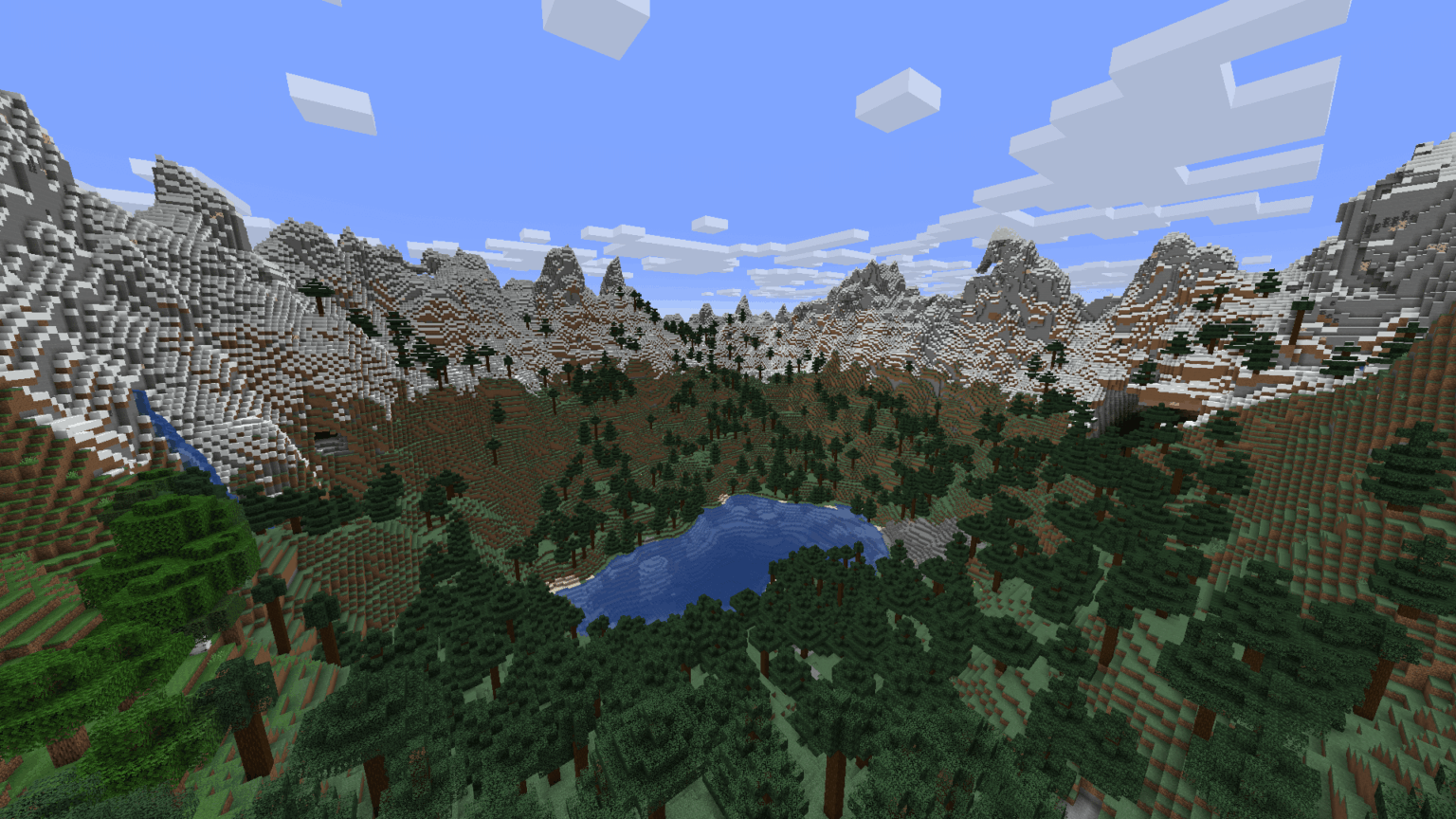 スポーン時の山の湖 [Java 1.21.4]