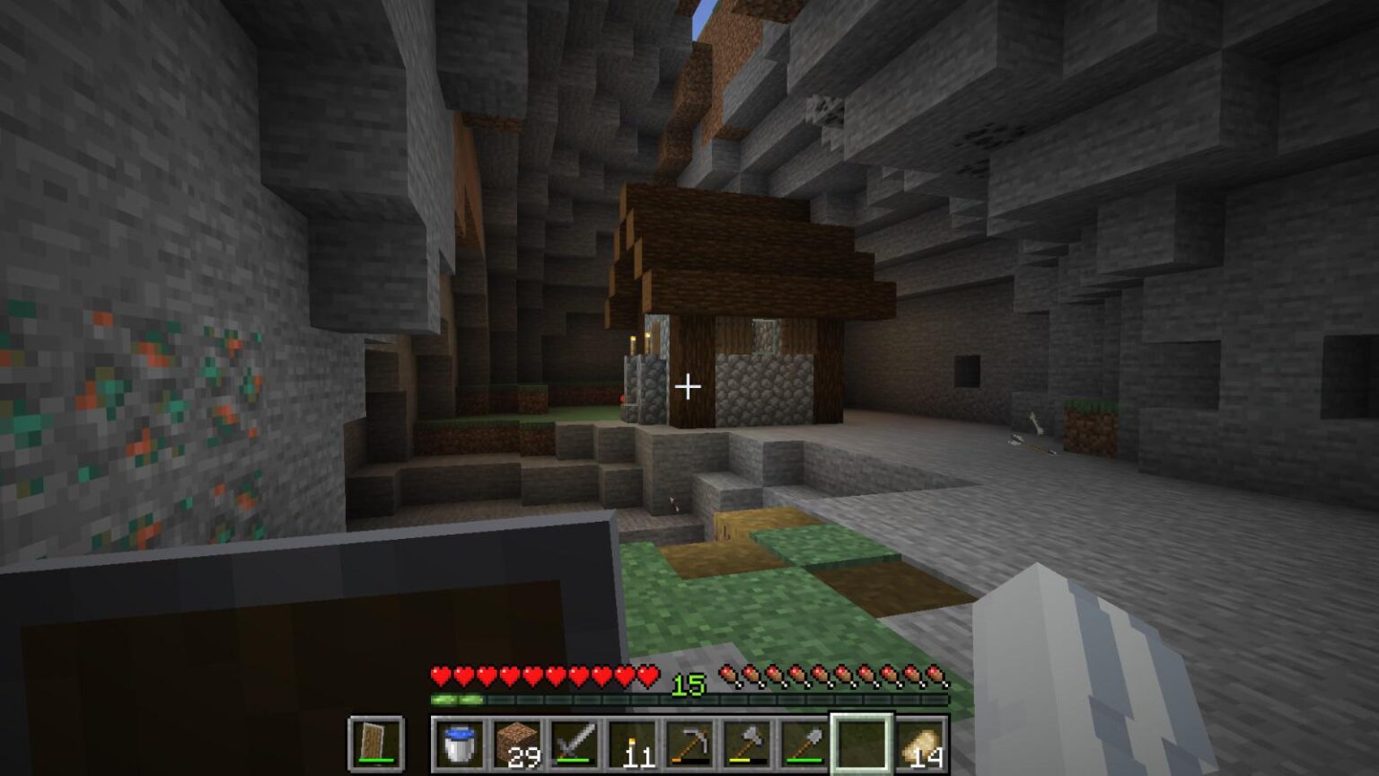 洞窟の中に生成された家。