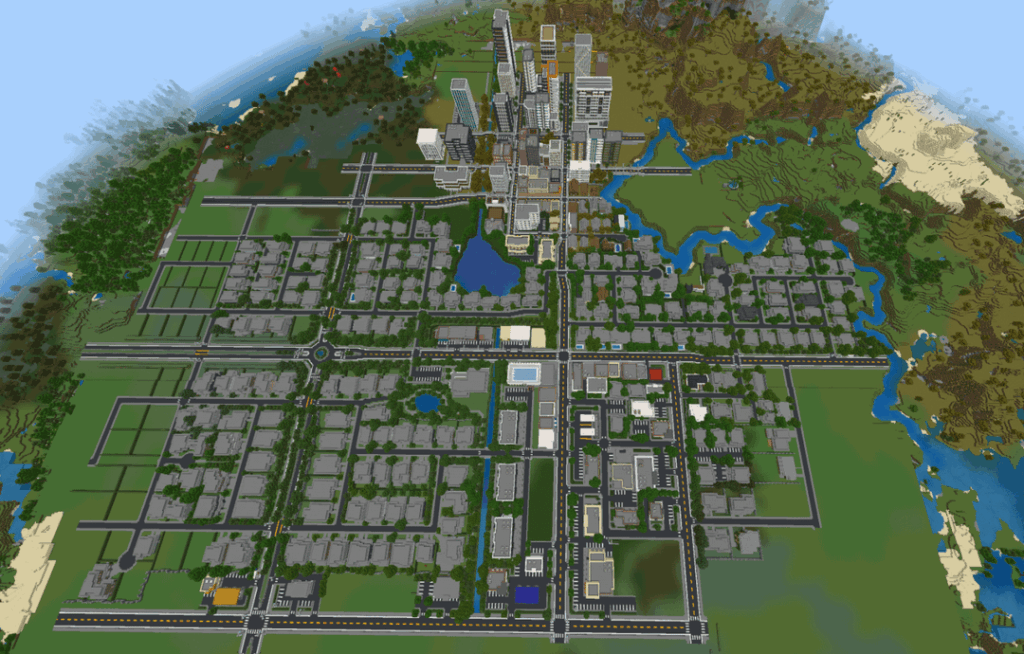 前回の投稿から 1 年が経過し、5 年半前からの Minecraft 都市で 302 の建物が完成しました。これは私の生涯にわたる Minecraft プロジェクトです。