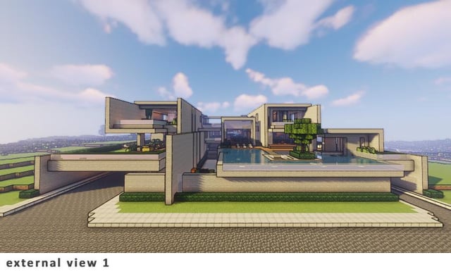 主に石で建てられた私のモダンな家