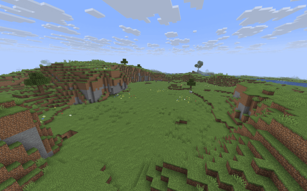 ビルドのためのテラフォーミングが嫌いな人向けの、スポーン直後の平らで小さな谷