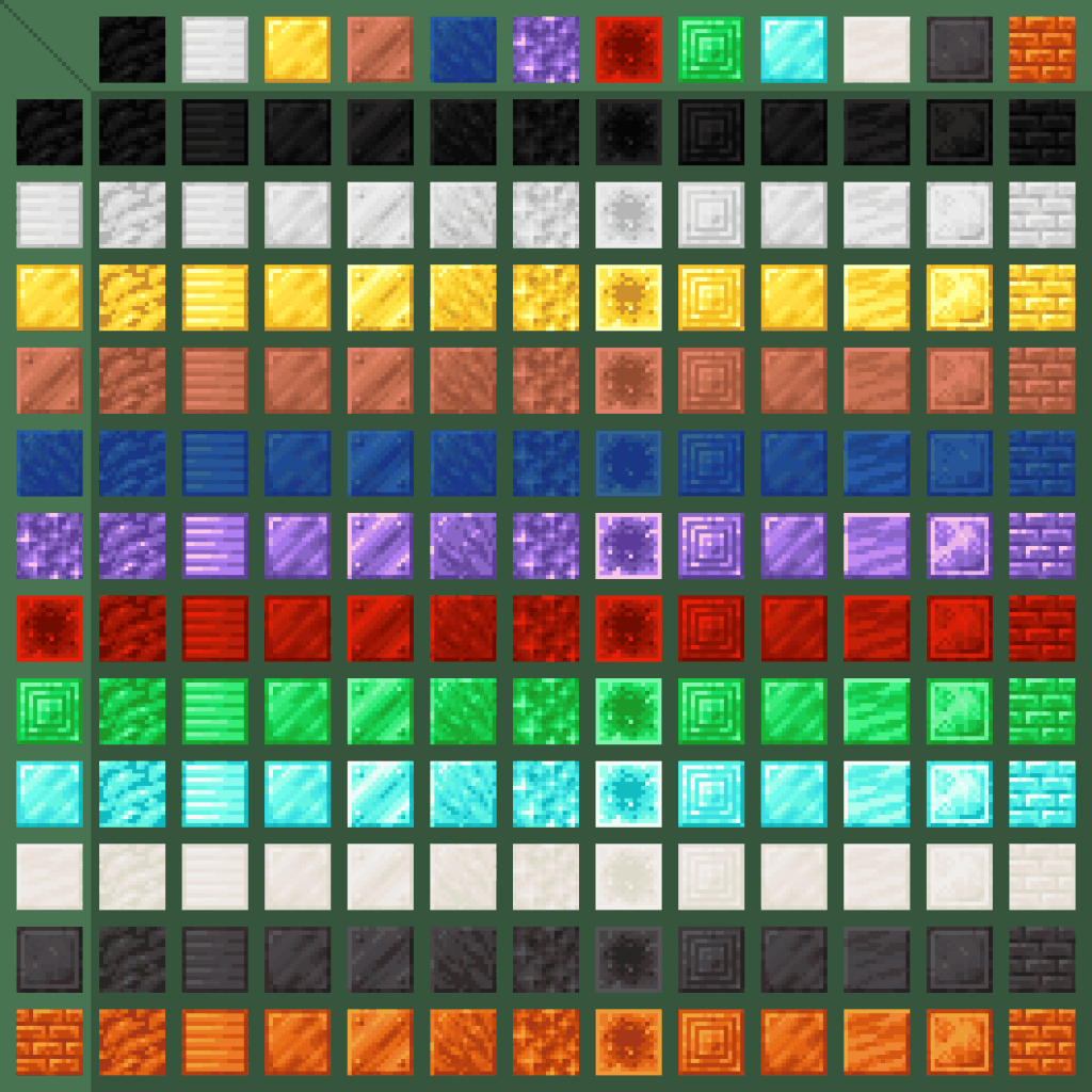 さまざまな鉱物ブロックのテクスチャがさまざまな色でどのように見えるのか疑問に思いました