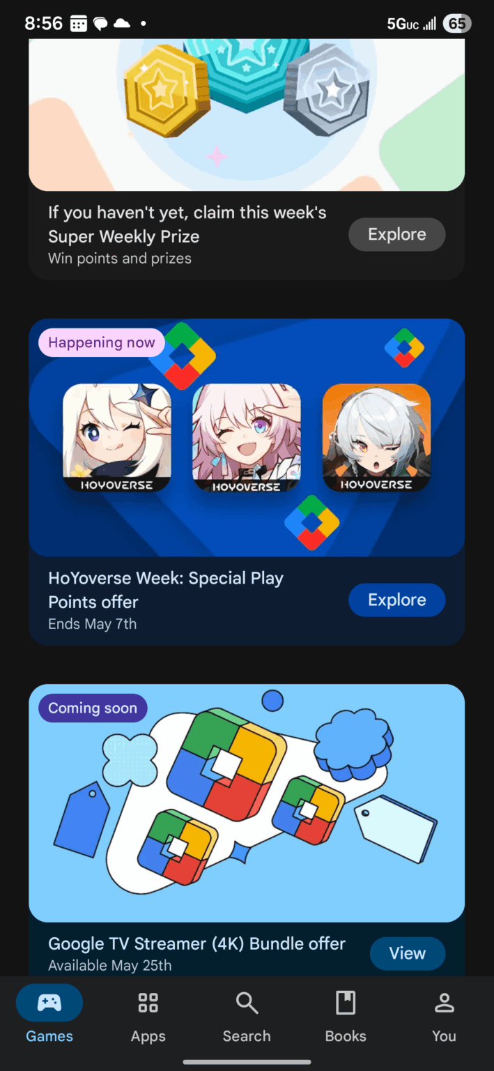 Google Play ポイントの Hoyoverse ウィークには Hi3 は含まれません