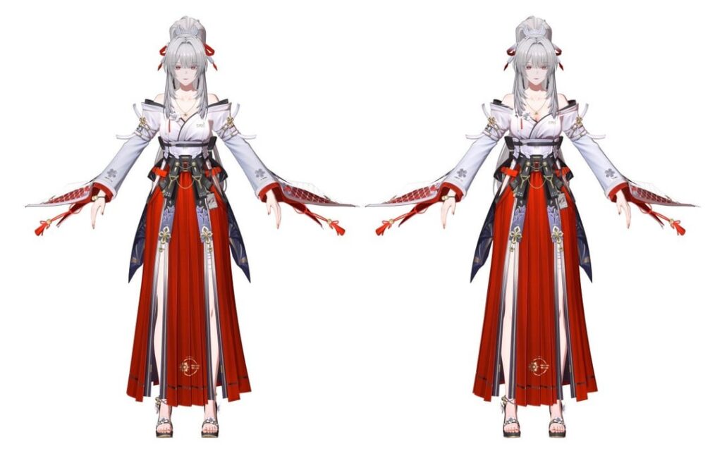 GameData Leaks による 3.2 と 3.3 の Hiyuki のモデルの比較