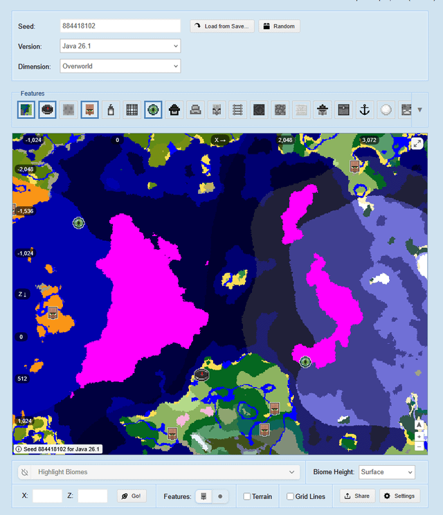 巨大キノコバイオームの決闘 |ジャワと岩盤 |シード: 884418102