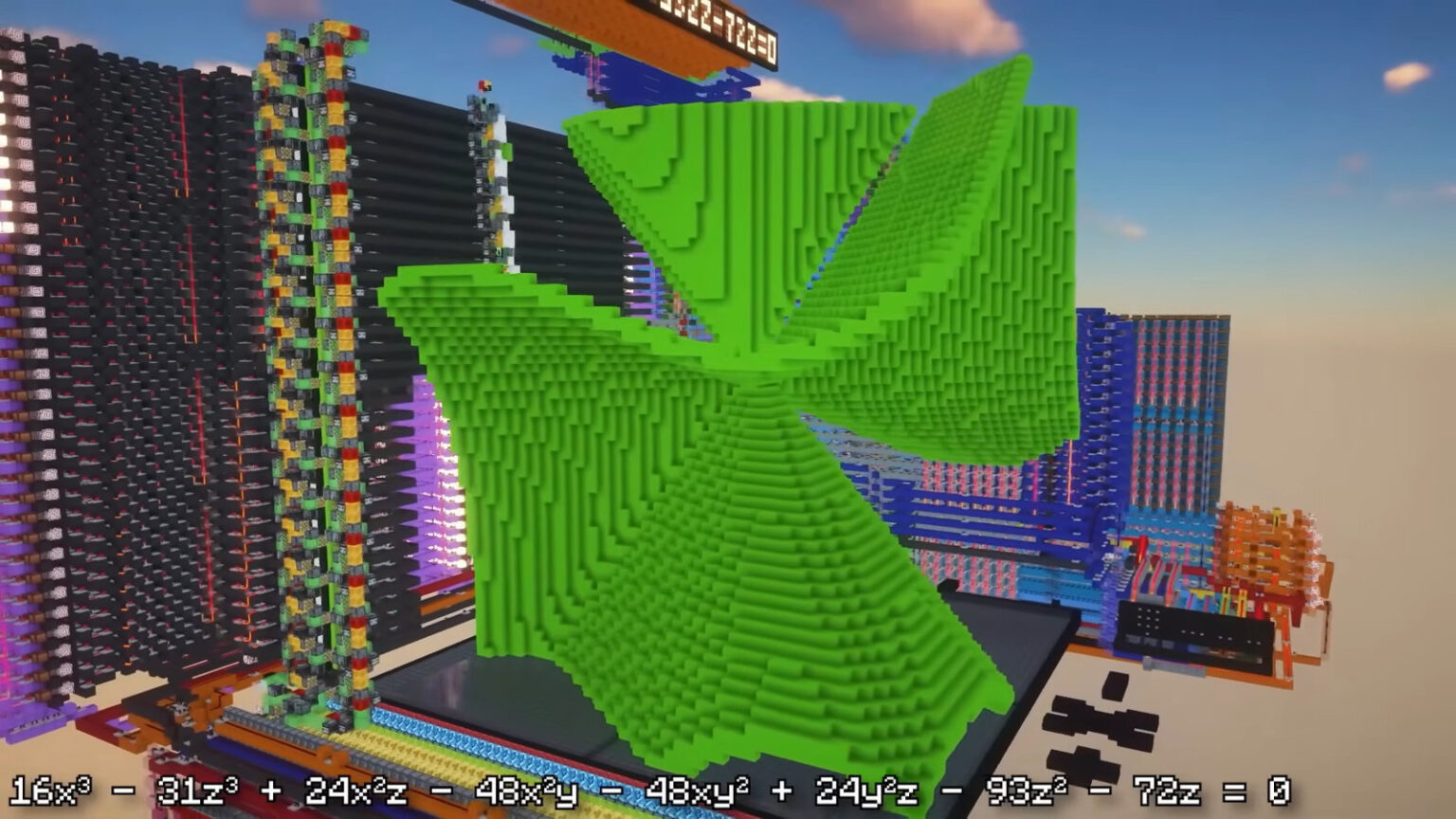『マインクラフト』にて「式から3次元グラフを描画する」レッドストーン回路を作った人現る。大学の授業でひらめき、5年かかった集大成 - AUTOMATON
